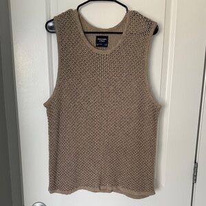 Tan Knit Sleeveless Top Mens